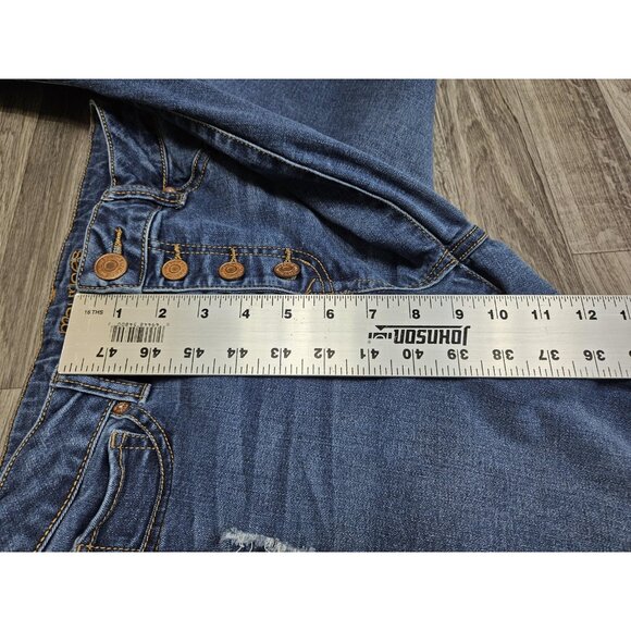 (3/$35) Maurices Jeans Womens Small High Rise Blue Denim Button Fly Distressed - Picture 10 of 11